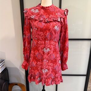 Zara Fuchsia Pink Printed Silk Mini dress M